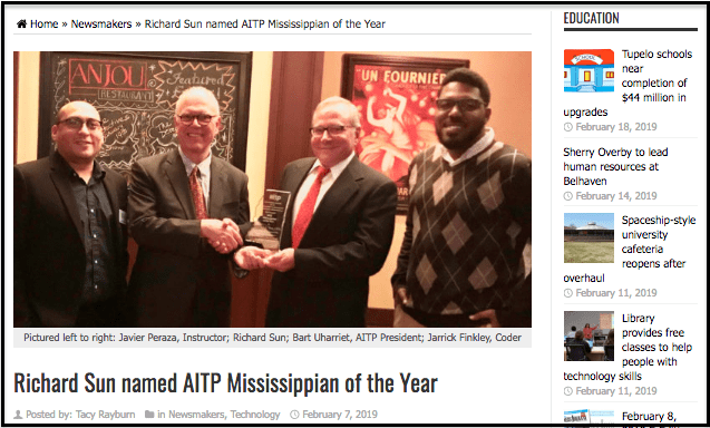 AITP honors Richard Sun - Innovate Mississippi